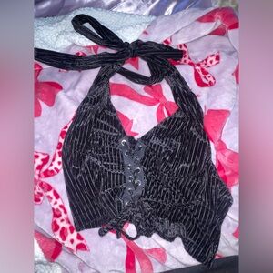 Chic Black Velvet Halter Top